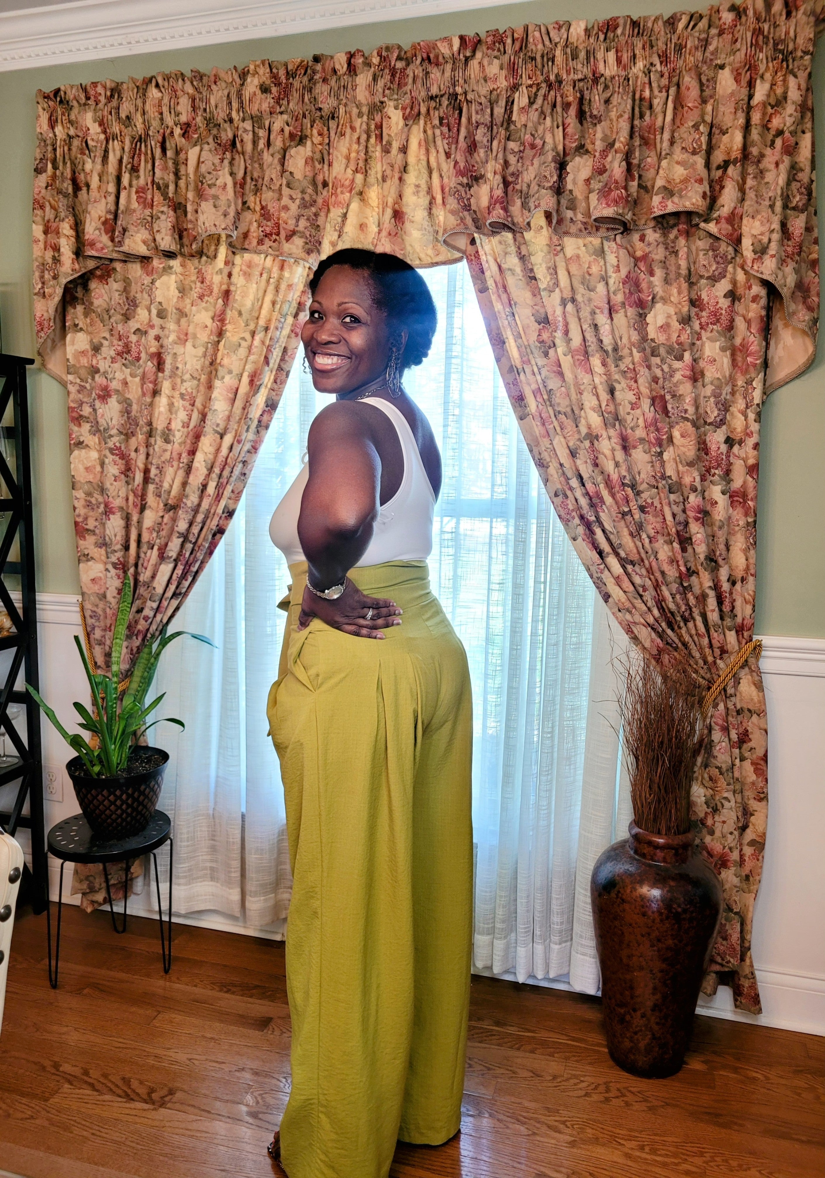 Tessa| High-Waisted Trousers {Chartreuse}