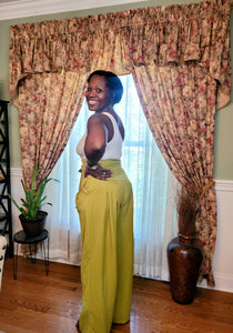 Tessa| High-Waisted Trousers {Chartreuse}