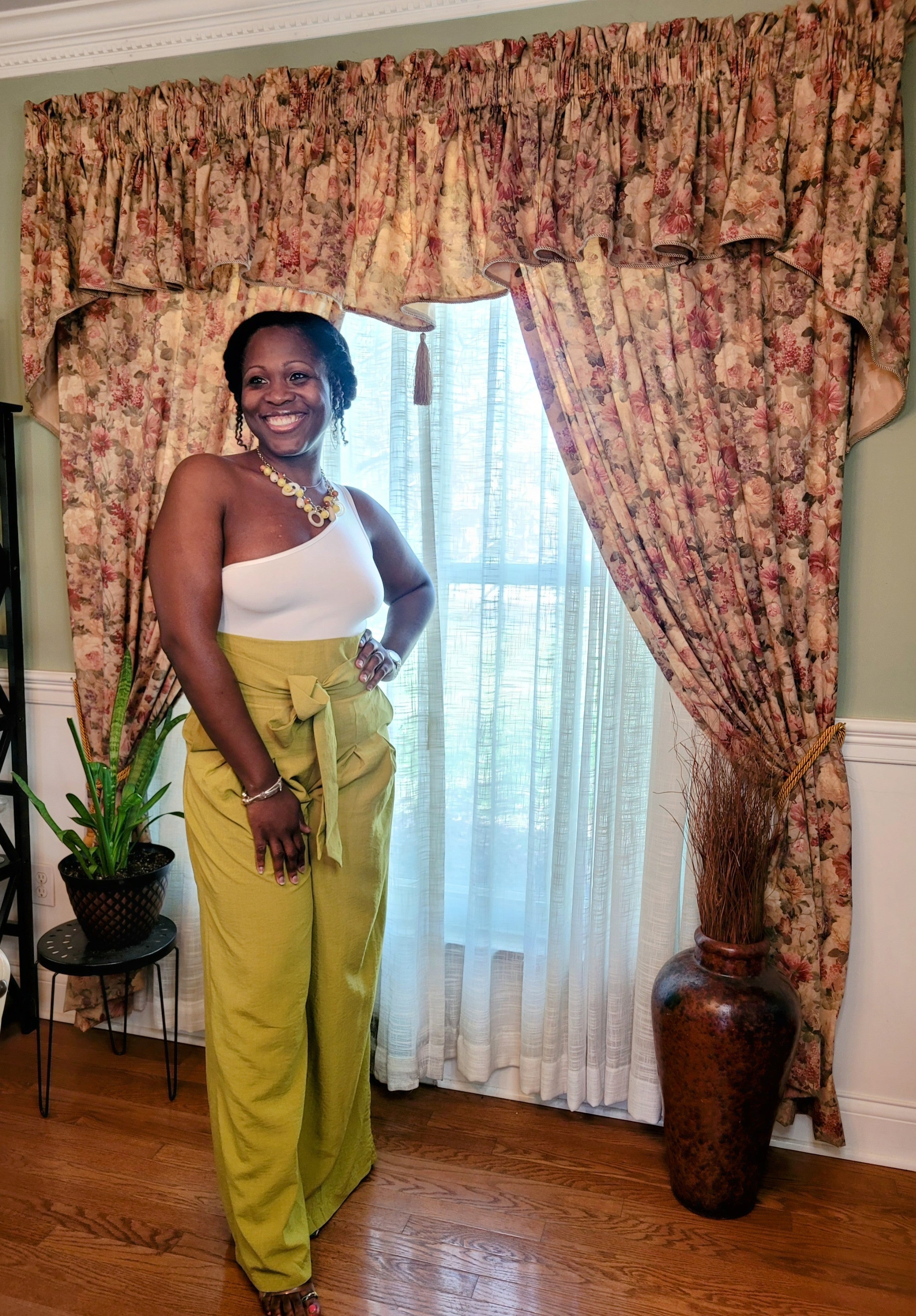 Tessa| High-Waisted Trousers {Chartreuse}