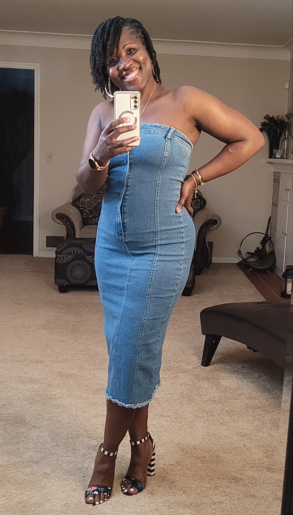 Pretty & Posh| Strapless Denim Dress