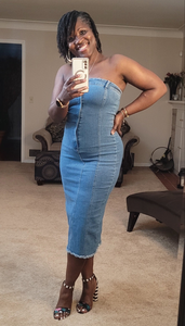 Pretty & Posh| Strapless Denim Dress