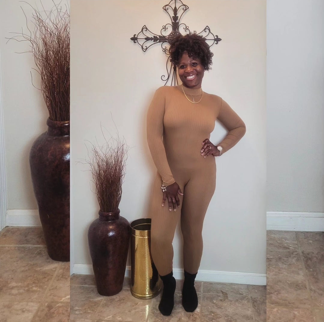 Soft Life| Ribbed Jumpsuit {Mocha}