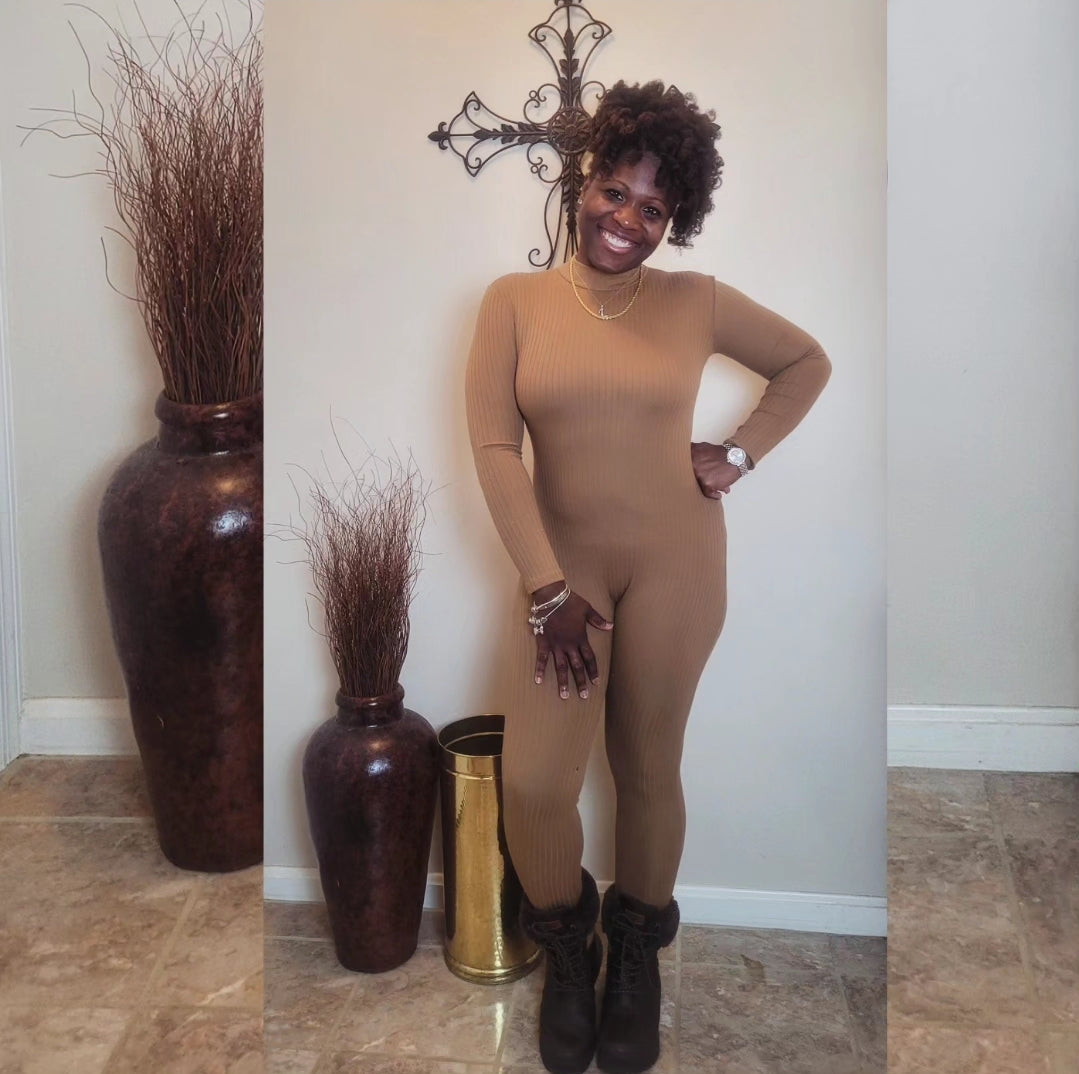 Soft Life| Ribbed Jumpsuit {Mocha}