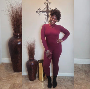 Soft Life| Ribbed Jumpsuit {Burgundy}