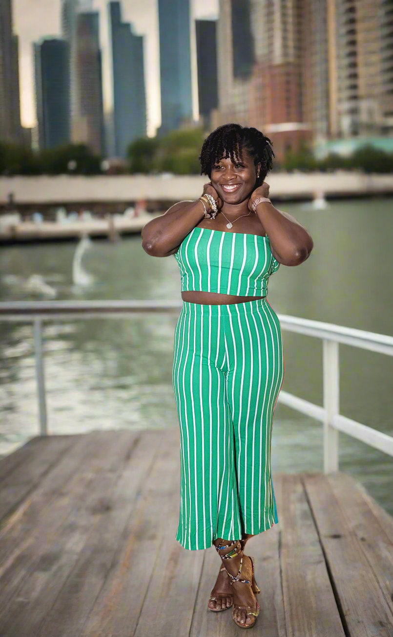 Yacht Life| Pinstripe Set {Kelly Green}