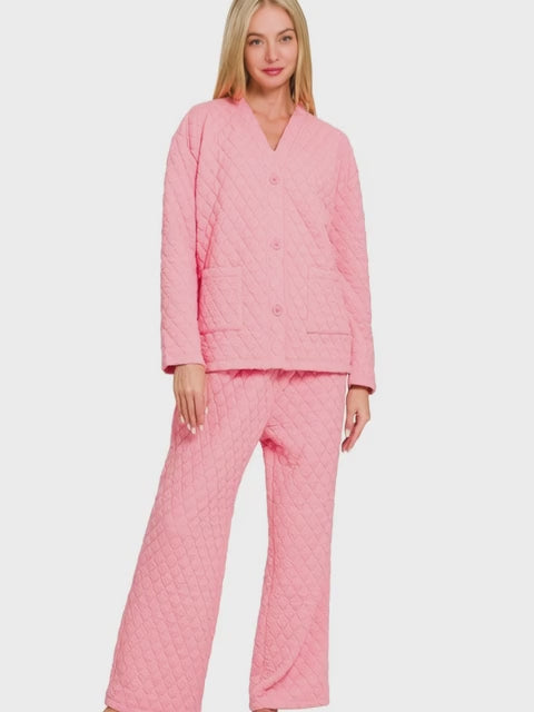 Quilted Queen Set| Soft Pink