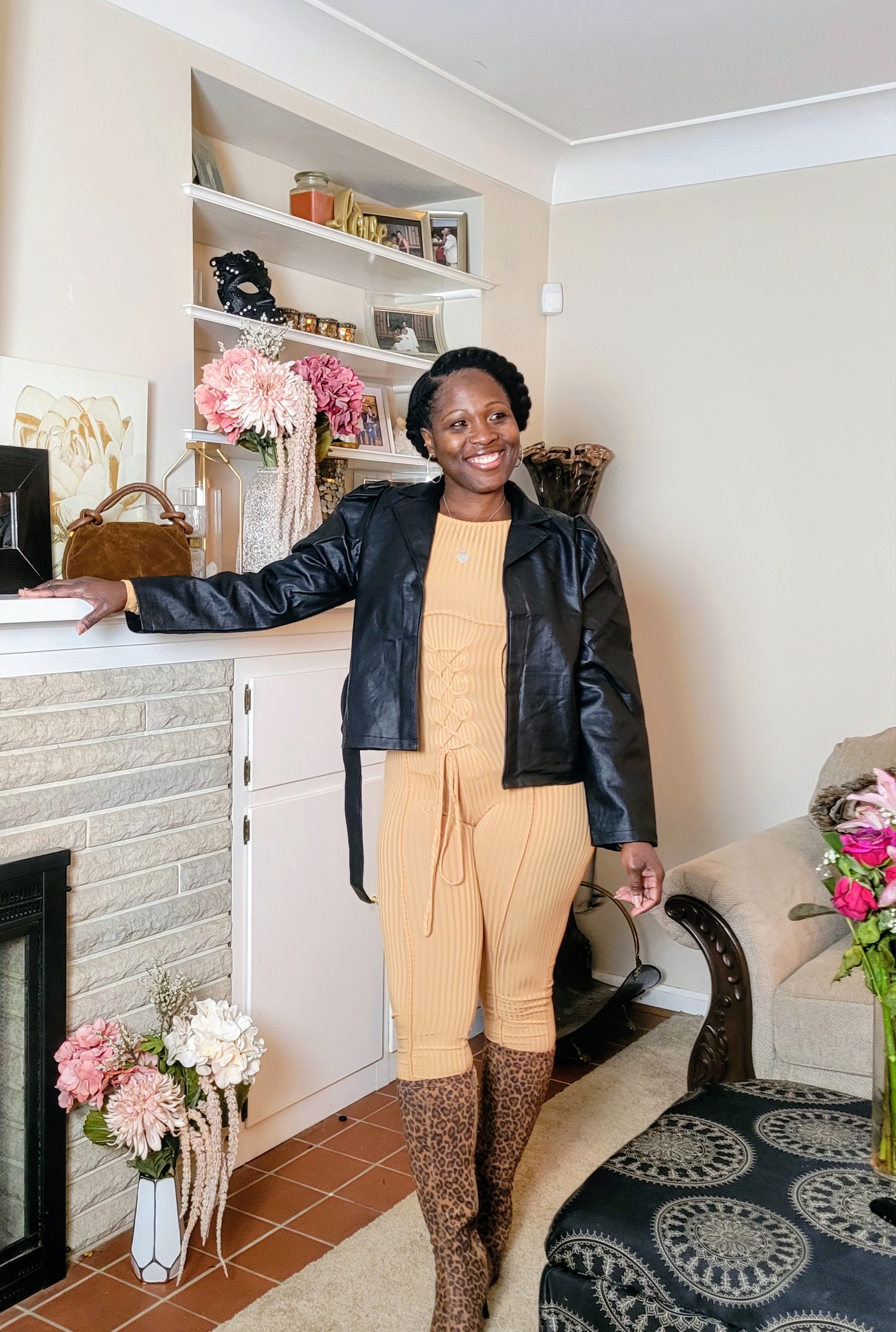 5th Avenue| Vegan- Leather Belted Jacket