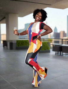Soho Nights| Asymmetrical Top + Pant Set {Multi-Color}
