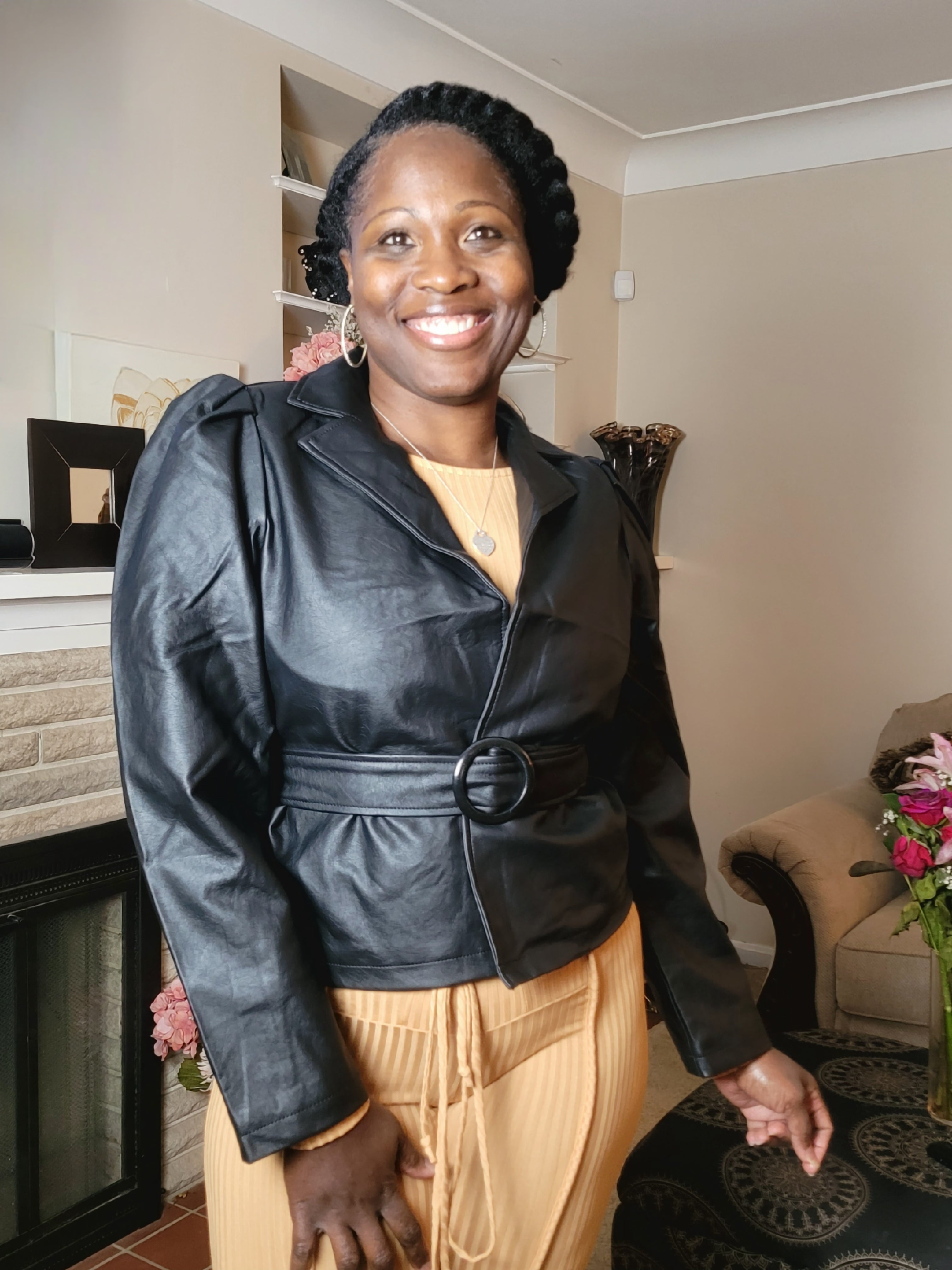 5th Avenue| Vegan- Leather Belted Jacket